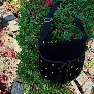 Czarna nerka z naturalnego zamszu - handmade