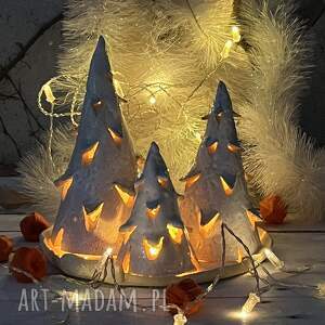 dekoracje świąteczne białe choinki latarenki zestaw dekoracja stołu świąteczny