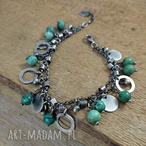 Bransoletka - zawieszki z turkusu, turkus, srebro 925