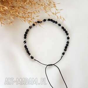czarna bransoletka z onyksem, biżuteria handmade na każdą okazję, pomysł