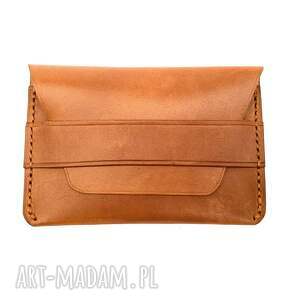 brązowy minimalistyczny portfel ze skóry ręcznie uszyty vintage, prezent