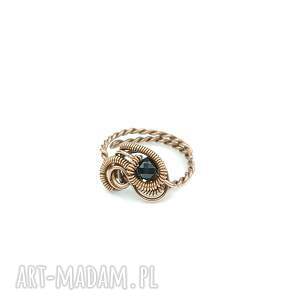 turmalin regulowany pierścionek z miedzi, wire wrapping, dla niej, biżuteria