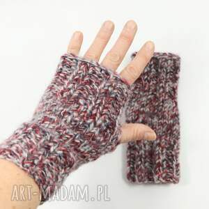 handmade rękawiczki mitenki rękawiczki bez palców dziergane kolorowy