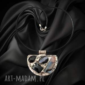 naszyjnik z witrażowym wisiorem MONTENEGRO II agaty, onyks
