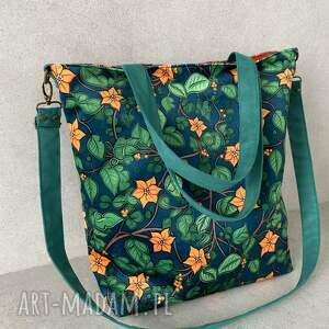 pracownia 166 torba hobo xxl - print botaniczny ramię, kwiaty liście