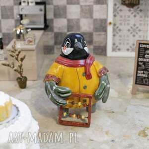 sikorka z liczydłem, ptak figurka zabawny prezent, jesienna dekoracja prezent