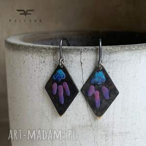 Kolczyki Little Flowers - Blue dzu, emaliowane kwiaty, srebrne bigle