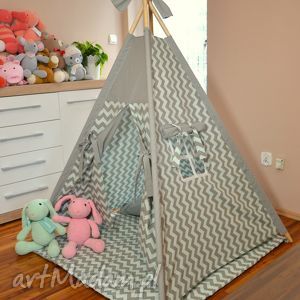 handmade pokoik dziecka teepee zyg - zak szary i miętowy