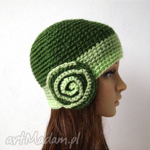 handmade czapki retro czapeczka w zieleniach