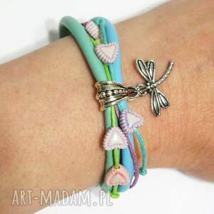 Prezent - Pastelowa ważka rzemienie, bransoletka