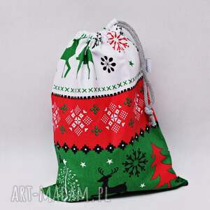 dekoracje świąteczne worek na prezenty prezentowy świąteczny wzór