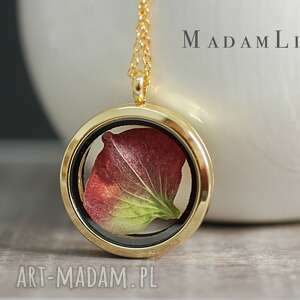 dwukolorowa hortensja %u2665 pozłacany medalion - Biżuteria naszyjniki