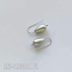 okrąg kolczyki, srebro, perła, zmatowione