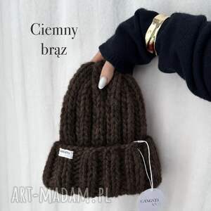 Czapka Nordic z 100% wełny - ciemny brąz handmade