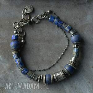 handmade srebrna bransoletka z lapis lazuli