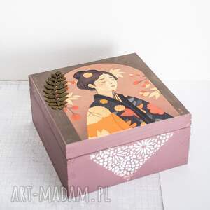 pudełko drewniane - kocham japonię japonka niej koziołkowe love
