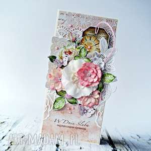 w dniu ślubu najpiekniejsze życzenia - kartka ręcznie robiona, scrapbooking