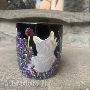 handmade kubki porcelanowy kubek ręcznie malowany koty w kocimiętce