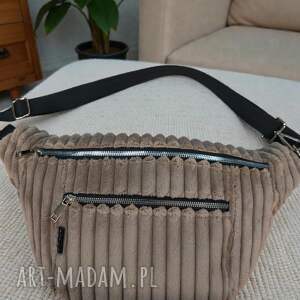 Prezent Big nerka welur paski fango, torebka przez ramię, saszetka