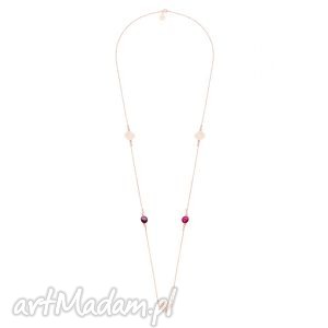 długi naszyjnik z arabskimi rozetami i różowymi kryształami swarovski crystal