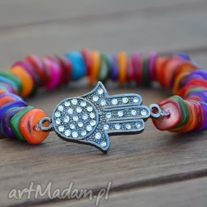 handmade bracelet by sis: hamsa w koralach z masy perłowej