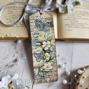 Zakładka wiosenna decoupage, kwiaty, wiosna, motyl