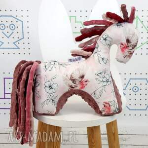 handmade maskotki koń ptaki w kwiatach róż - przytulanka sensoryczna