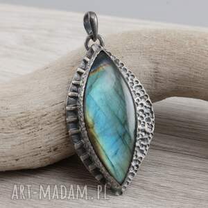 Labradoryt niebieski i srebro - wisior 1973a