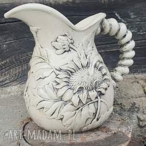 dzban kamionka słoneczniki, ceramika na wodę domu, prezent