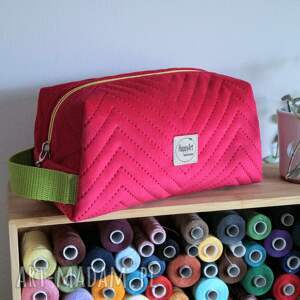 Prezent pikowana różowa M, kosmetyczka, etui, organizer