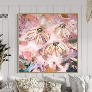 obraz 100x100 cm malowany salonu, abstrakcja