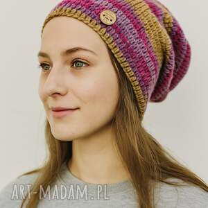 Kolorowa czapka jesienna przejściowa cienka all season S/M