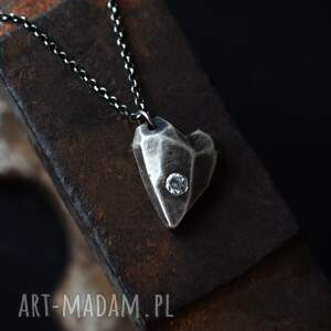 srebrny naszyjnik z geometrycznym sercem, prezent na walentynki, srebro