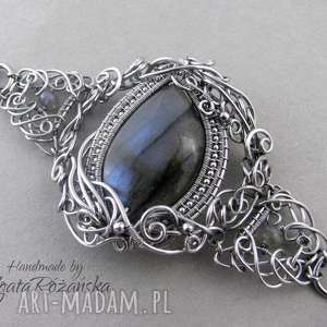 handmade bransoleka z labradortem, wire wrapping, stal chirurgiczna