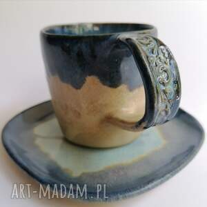 ręcznie wykonane ceramika komplet "błękitno - granatowo"