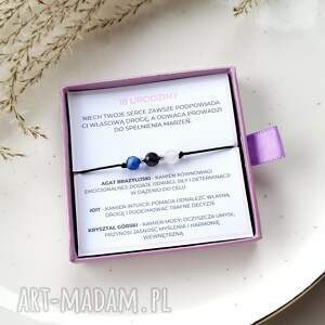 bransoletka na urodziny z kamieniami naturalnymi, agat brazylijski, iolit