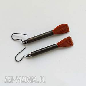 katarzyna kaminska piórko kolczyki oksydowane, mosiądz, oryginalny