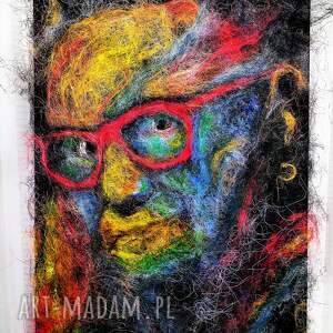 abstrakcyjna twarz z włókien, fiberart, nowoczesnasztuka, sizal duży obraz