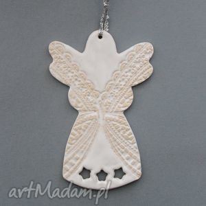 handmade dekoracje świąteczne anioł - zawieszka ceramiczna