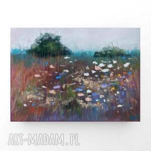łąka - praca formatu 18/24 cm kwiaty, pastele, rysunek