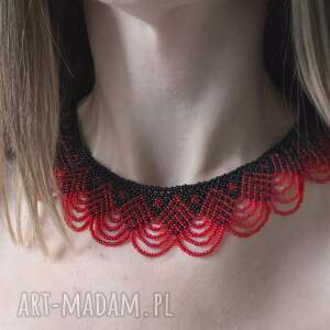 Naszyjnik Choker Mroczna Pokusa - Czerwono Czarna Kolia