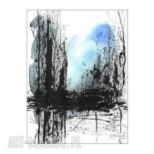 ajan art grafika z cyklu lazurowe drżenia 30cm x 40cm, abstrakcja, pejzaż