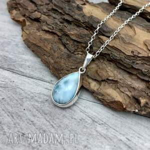 Łezka larimaru, larimar, naszyjnik, wisiorek, srebrny
