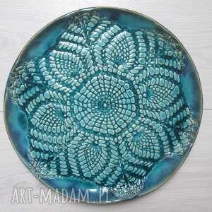 dekoracyjna koronkowa patera ceramiczna, talerz z koronką koronkowy