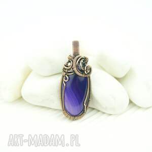 Prezent Wisiorek z fioletowym agatem wire wrapping