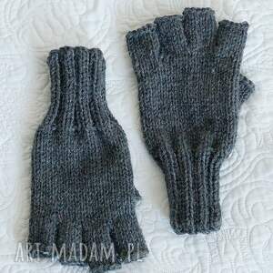 wełniane męskie mitenki - bez palców, na prezent dla niego, na rower