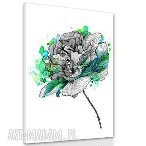 obraz drukowany na płotnie z turkusowyn kwiatem róży w formacie 70x100cm
