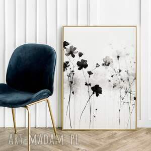 plakat biało-czarne kwiaty - format 50x70 cm prezent