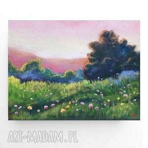 koniec lata - praca formatu 18/24 cm pejzaż pastele