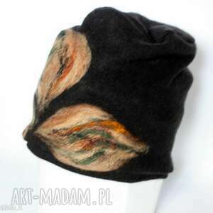 handmade kominy czapka wełniana damska czarna